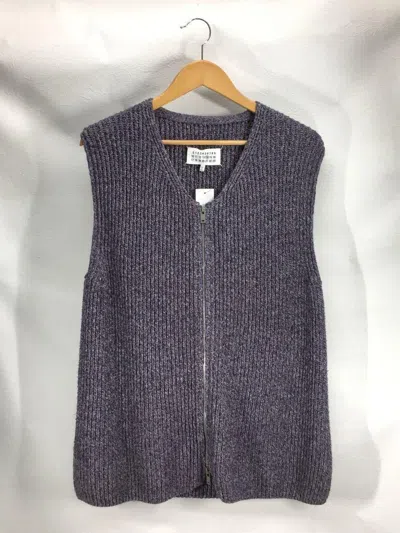 Pre-owned Maison Margiela Ribbed Zip Knit Sweater Vest In Purple Blue