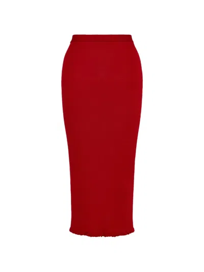 Maison Margiela Ribbed-knit Four Stitches Midi Skirt In Red
