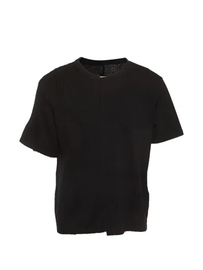 Pre-owned Maison Margiela Ribbed-knit Short-sleeve T-shirt In Black