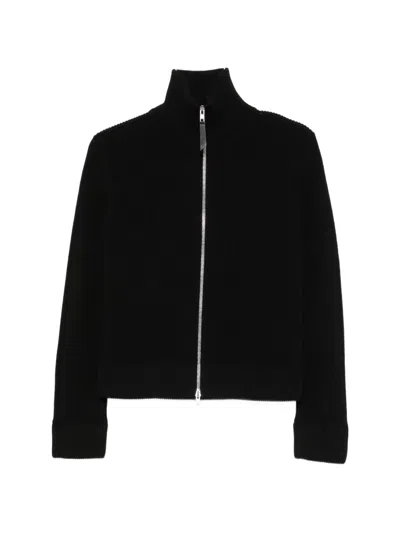 Maison Margiela Ribbed-knit Zip-up Jacket In Black