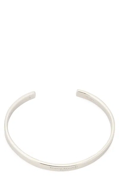 Maison Margiela Rigid Silver Bracelet In White