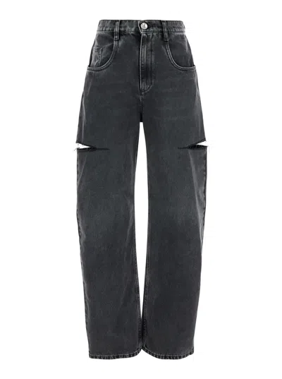 Maison Margiela Ripped Cotton Jeans In Black