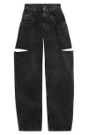 Maison Margiela Ripped Side Cutout Jeans In Black Washed