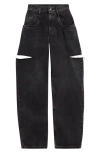 Maison Margiela Ripped Side Cutout Jeans In Black