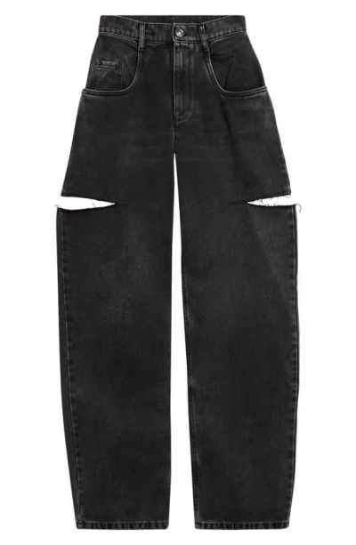 Maison Margiela Ripped Side Cutout Jeans In Black