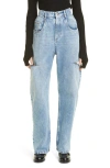 Maison Margiela Womens Blue Icons Cut-out Straight-leg High-rise Jeans In Denim