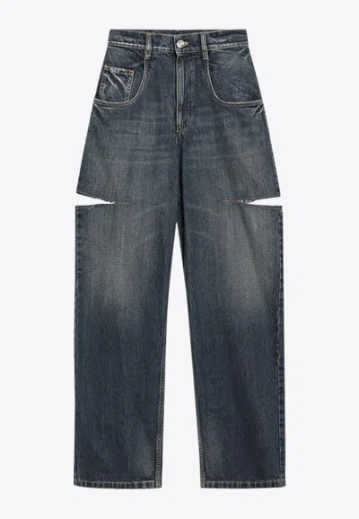 Maison Margiela Black Five-pocket Style Jeans With Rips In Cotton Denim Woman