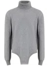 Maison Margiela Roll-neck Long-sleeve Knitted Top In Grey