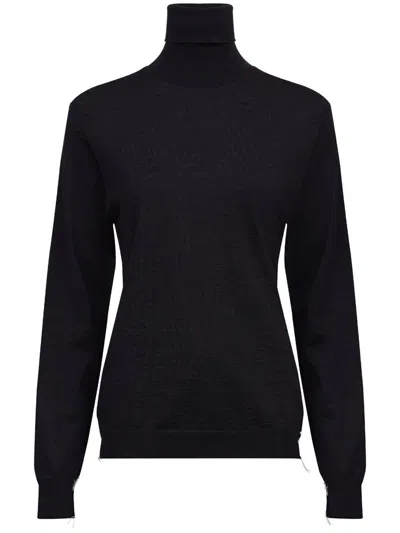 Maison Margiela Woman Turtleneck Midnight Blue Size S Cashmere In Black