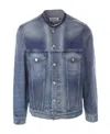Maison Margiela Round-neck Detail Denim Jacket In Gray