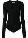 Maison Margiela Long-sleeved Ribbed Bodysuit In Black