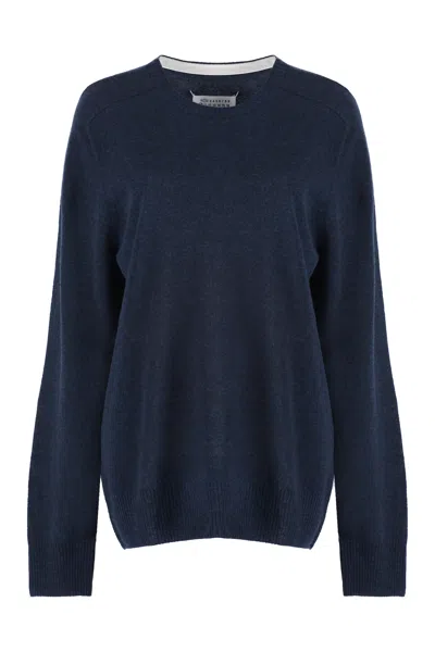 Maison Margiela Round Neck Pullover In Blue