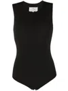 Maison Margiela Round-neck Sleeveless Bodysuit In Black