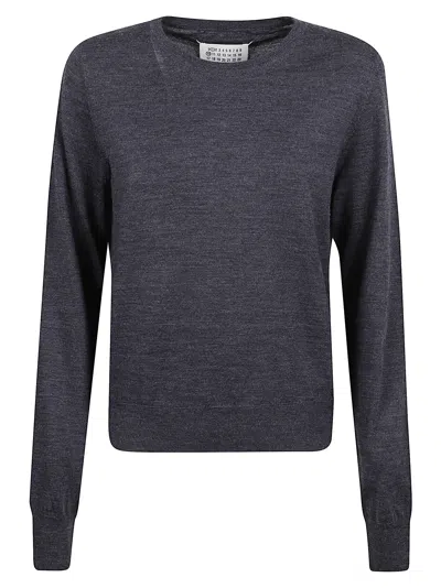 Maison Margiela Round-neck Wool Sweater In Blue