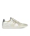 Maison Margiela Gold-tone Paneled Sneakers With Lace-up Fastening In White