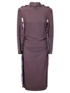 Maison Margiela Ruched Silk Dress With Deconstructed Design And Dual Zipper Details In Purple