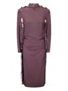 Maison Margiela Ruched Silk Dress With Deconstructed Design And Dual Zipper Details In Purple