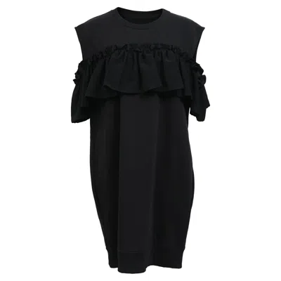 Maison Margiela Ruffled Mini Dress In Black Cotton
