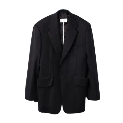 Maison Margiela Runway Wool Flannel Blazer Gray In Black