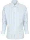 Maison Margiela Striped Poplin Shirt With Buttoned Cuffs In Gray