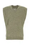 Maison Margiela Sage Green Wool Blend Vest