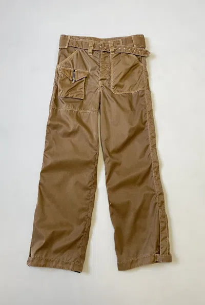 Pre-owned Maison Margiela Sample Over Dyed Nylon Cargo Trousers In Brown
