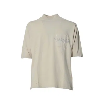 Maison Margiela Sand Cotton T-shirt With Graffiti Logo In White