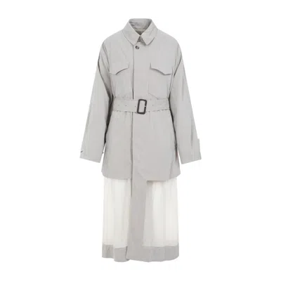 Maison Margiela Long Trench Coat In Beige