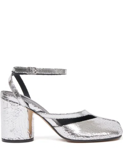 Maison Margiela Tabi Broken Mirror Leather Split-toe Pumps In Metallic