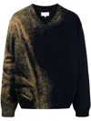 Maison Margiela Spray Paint-effect Wool Jumper In Blue