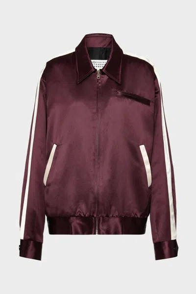Maison Margiela Satin Bomber Jacket Woman Bordeaux