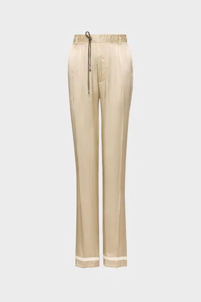 Maison Margiela Satin Drawstring Trousers Woman Pink Beige In Neutral