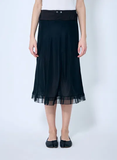 Maison Margiela Satin Midi Skirt In Black