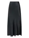 Maison Margiela Midi Satin Skirt With Pleated Hem In Black
