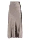 Maison Margiela Womens Taupe Crinkled-texture Regular-fit Woven Midi Skirt In Brown