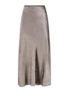 Maison Margiela Satin Midi Skirt In Brown