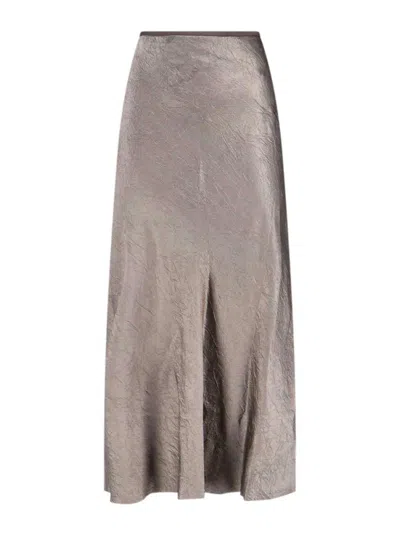 Maison Margiela Satin Midi Skirt In Brown