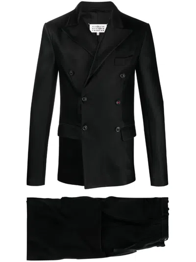 Maison Margiela Satin-weave Double-breasted Blazer In Black