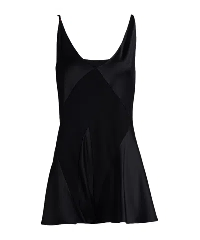 Maison Margiela Satin-paneled Slip Mini Dress In Black