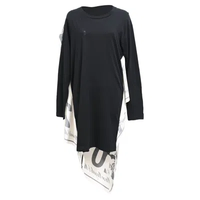 Maison Margiela Scarf Midi T-shirt Dress In Black Cotton