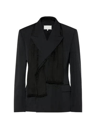 Maison Margiela Wool Scarf Jacket Man Dark Grey In Black