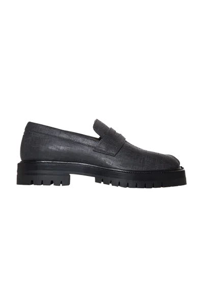 Maison Margiela Scratched Waxy Leather Tabi County Loafer Black