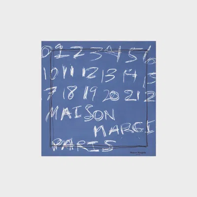 Maison Margiela Scribbled Numerical Silk Foulard Woman Dark Blue