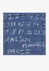 Maison Margiela Scribbled Numerical Silk Scarf In Blue
