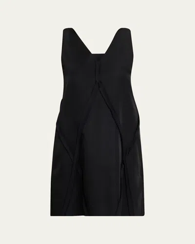 Maison Margiela Seamed Sleeveless V-neck Mini Dress In Black