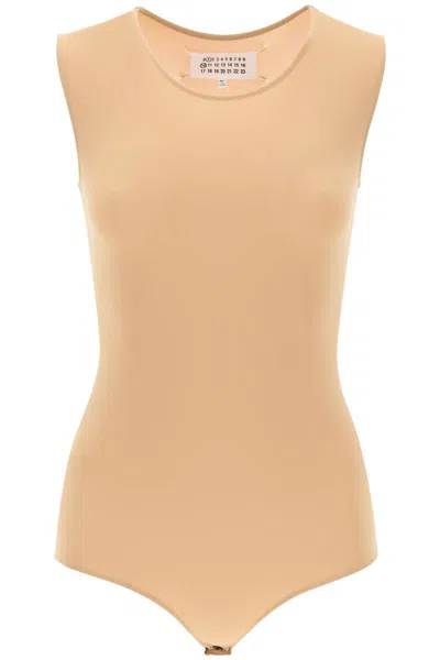 Maison Margiela Second Skin Sleeveless Lycra Bodysuit In Brown