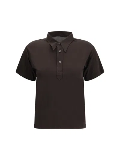 Maison Margiela Semi-sheer Polo Shirt In Gray