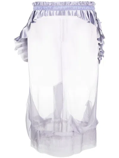 Maison Margiela Semi-sheered Ruffled Midi Skirt In Lilac