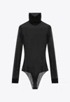 Maison Margiela Semi-transparent Turtleneck Bodysuit In Black