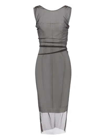 Maison Margiela Semi-sheer Midi Dress In Gray